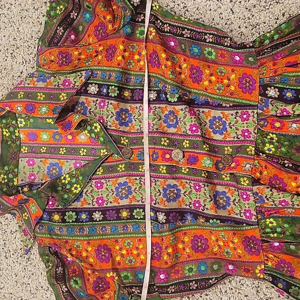 Vibtage Retro Psychedelic 60's 70's Button Down Collared Dress Flower Small XS - Picture 8 of 11